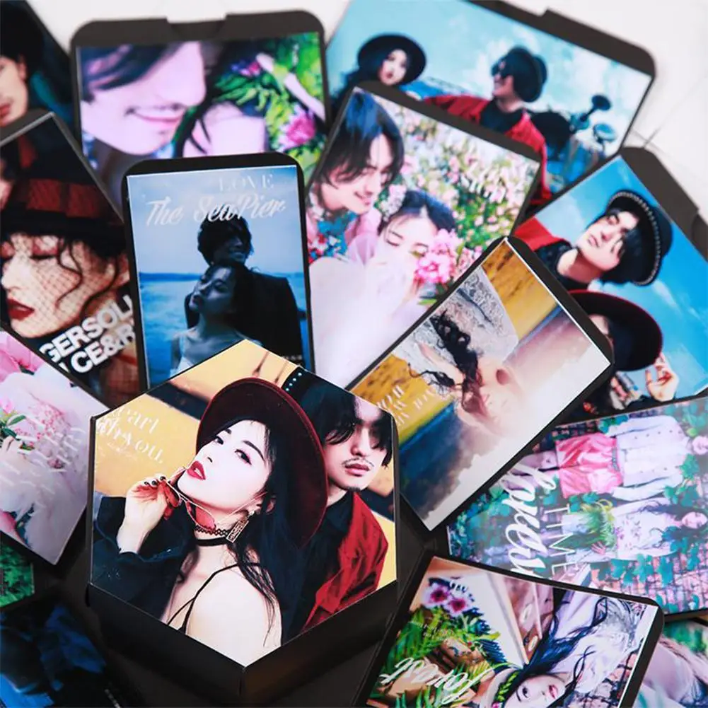 Шестигранная коробка с сюрпризом Романтический DIY скрапбук фотоальбом лентой