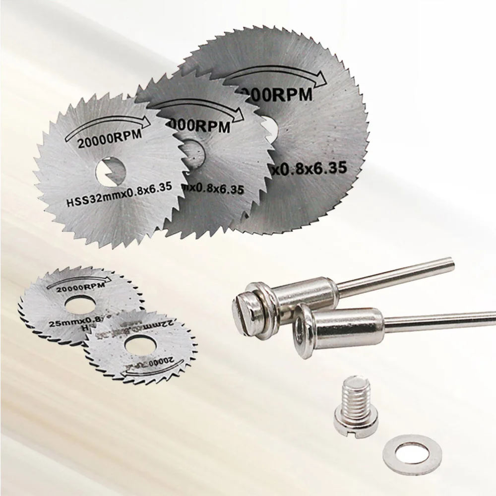 

7Pcs High Steel Cutting Disc Small Metal Electric Mill Accessories Silver (1Pc 6mm Rod + 6Pcs Cutting Disk)