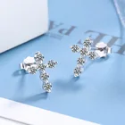 Серьги-гвоздики женские из серебра 925 пробы, с кристаллами