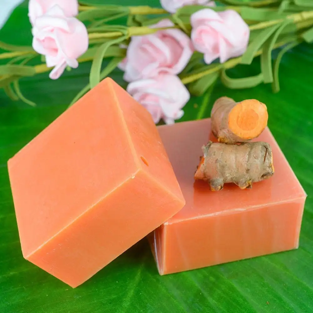 

Turmeric Soap Natural To Lightening Acne Dark Spots Scars Glow Natural Herbal Scrub Removal Brighter Nourishi Cleaning Bars I2A9