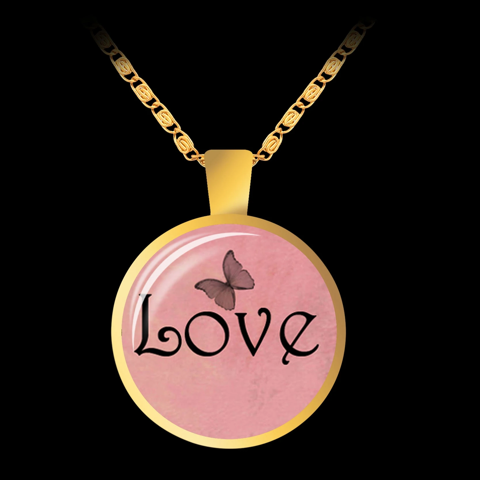 Сладкий Синг Мода Цитата письмо Стекло купол кулон ожерелье золотой цвет цепи