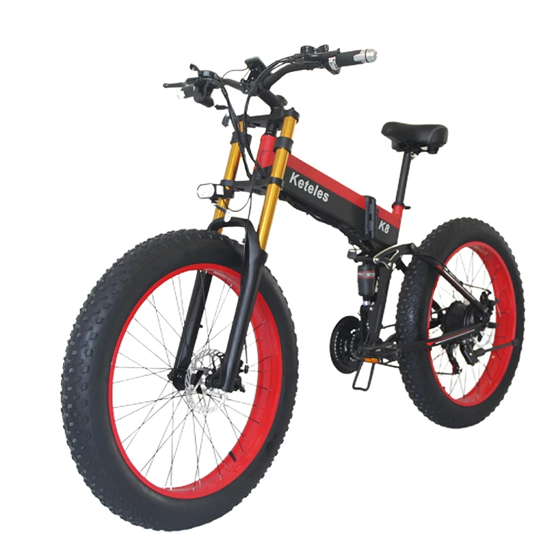 Online Keteles K8 PLUS Red Folding Erwachsene Elektrische Bike 26 Zoll Rad 1000W 48V 15AH Berg Fett Fahrrad Lithium-batterie Road E-Bike