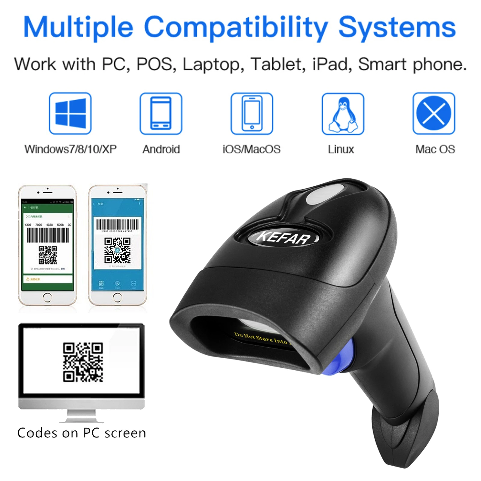 Сканер штрих-кодов L8BL Bluetooth 1D 2D и L8 QR PDF417 2 4G беспроводной проводной портативный
