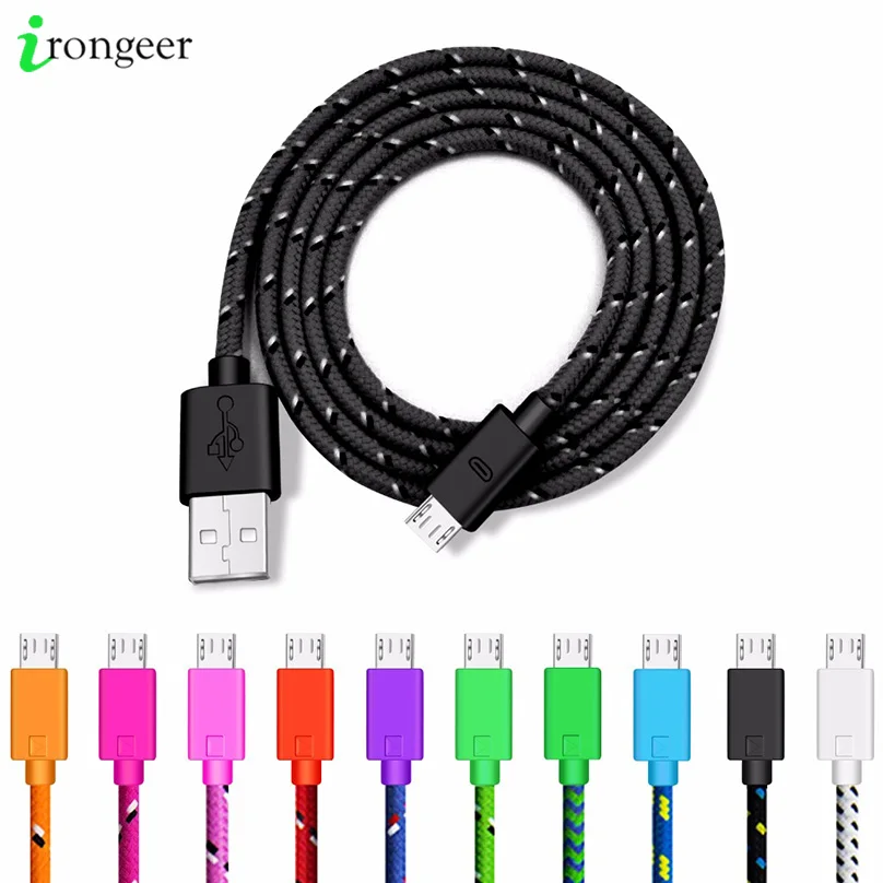 nylon braided micro usb cable 1m2m3m data sync usb charger cable for samsung htc huawei xiaomi tablet android usb phone cables free global shipping