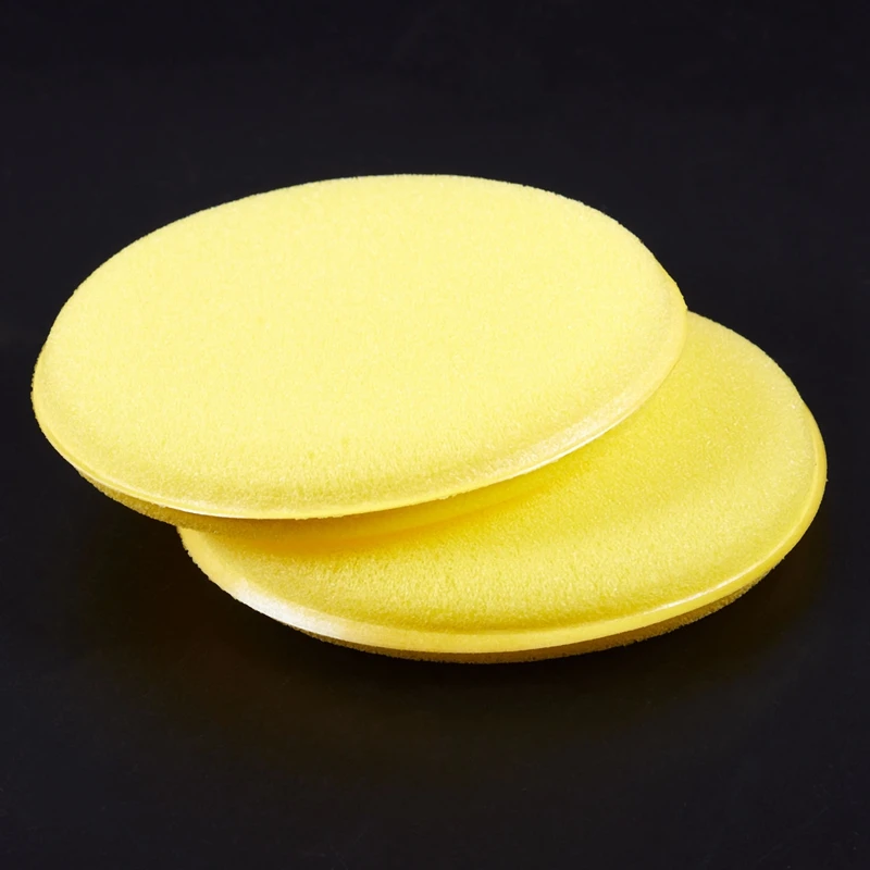 

10 Pcs Round Shaped 4 inch Dia Sponge Wax Applicator Pads Yellow