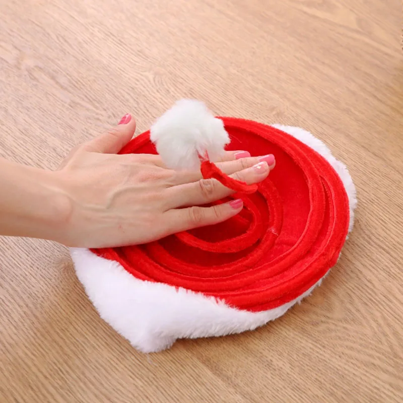 

Christmas Supplies Red Spring Cap Christmas Hat with white Ball Cute Gifts Decoration for Adult