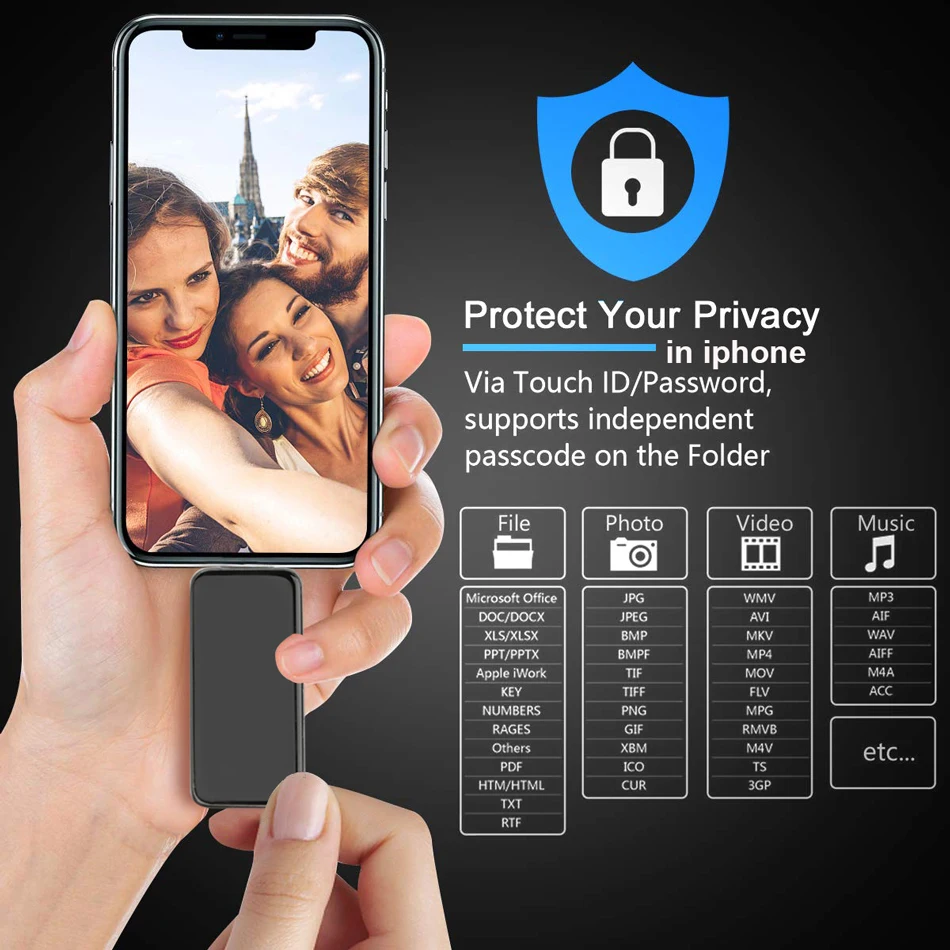 USB флэш накопитель для iPhone X/8/7 Plus/6 Plus/6s/5/SE/iPad 3 в 1 металлический n Стекло OTG флеш USB3.0
