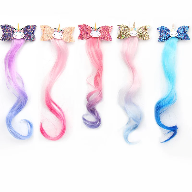 Cute Wings Unicorn Beauty Horns Baby Girls Hair Clips Wig Hairpins Kids Children Barrettes Accessories Bows | Детская одежда и