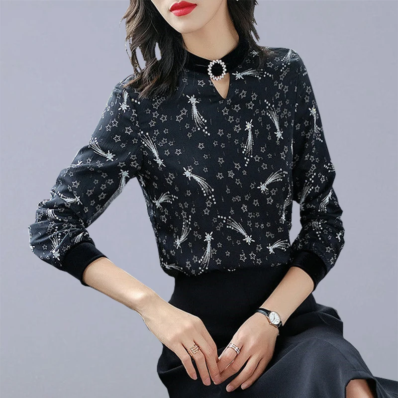 Осенние шифоновые рубашки с длинным рукавом женские повседневные блузки новые