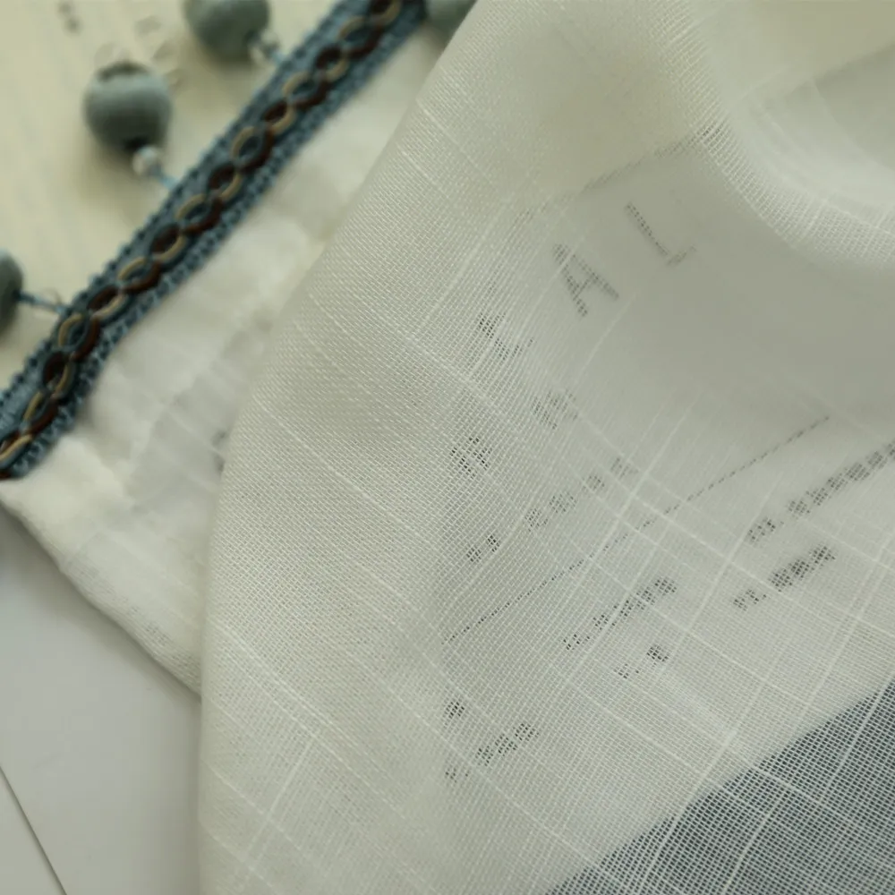 Занавески из белой пряжи с бусинами на заказ однотонные хлопковые льняные