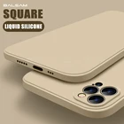 Роскошный оригинальный квадратный жидкий силиконовый чехол для телефона iPhone 12 Mini 11 Pro XS Max X XR 7 8 6S Plus SE2020, противоударный мягкий чехол