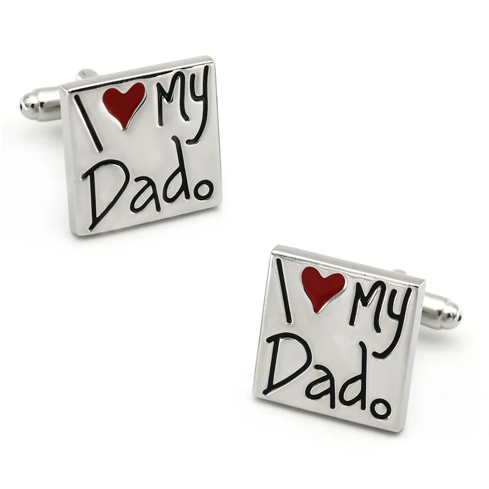 

Father's Day Cufflinks For Men I Love Dad Design Quality Brass Material Silver Color Cuff Links Wholesale&retail