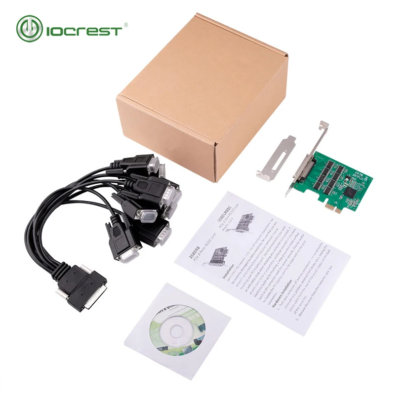 iocrest pcie 8 портов rs232 db9 серийный io карта pci