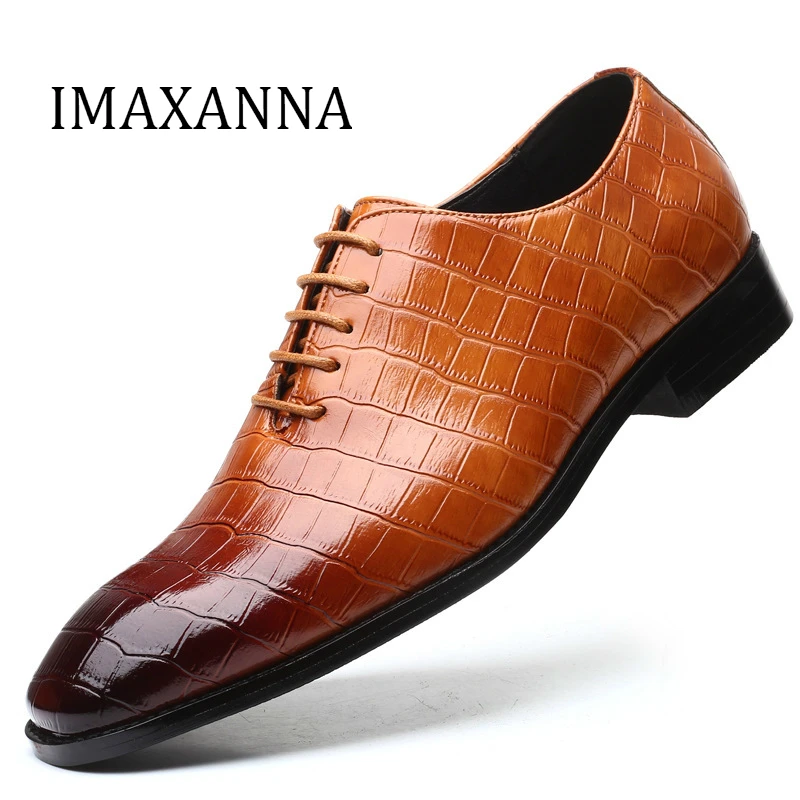 

IMAXANNA Dress Shoes Men Classic Leather Shoes Men'S Formal Suits Business Wedding Shoe Lace-Up Oxfords Party Big Size 6-11