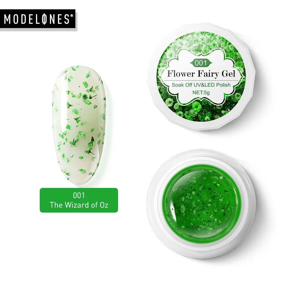 Гель лак для ногтей Modelones полупрозрачный УФ гель сушеных цветов 5 мл|Гель ногтей| |