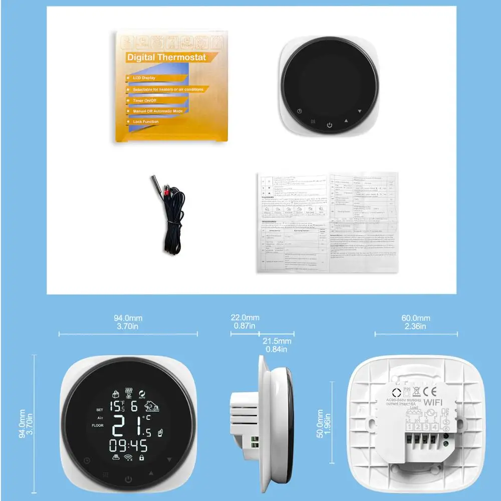 

Tuya Smart Wifi Thermostat Temperature Controller for Water/Electric Floor Heating/Water Gas Boiler Works with Alexa Google Home