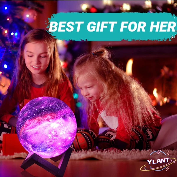 

Galaxy Moon Lamp 3D Printing Moon Night Light Kids Night Light 16 Color Change Touch and Remote Control Galaxy Light As a Gift