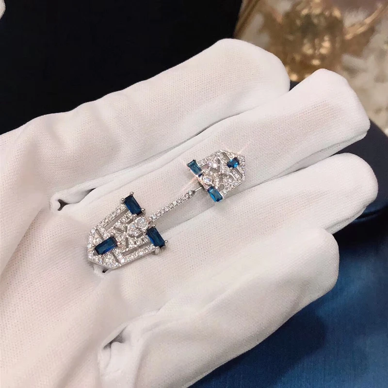 Одна пара полностью покрытые цирконием манжеты серьги гвоздики S925 Pin псевдо