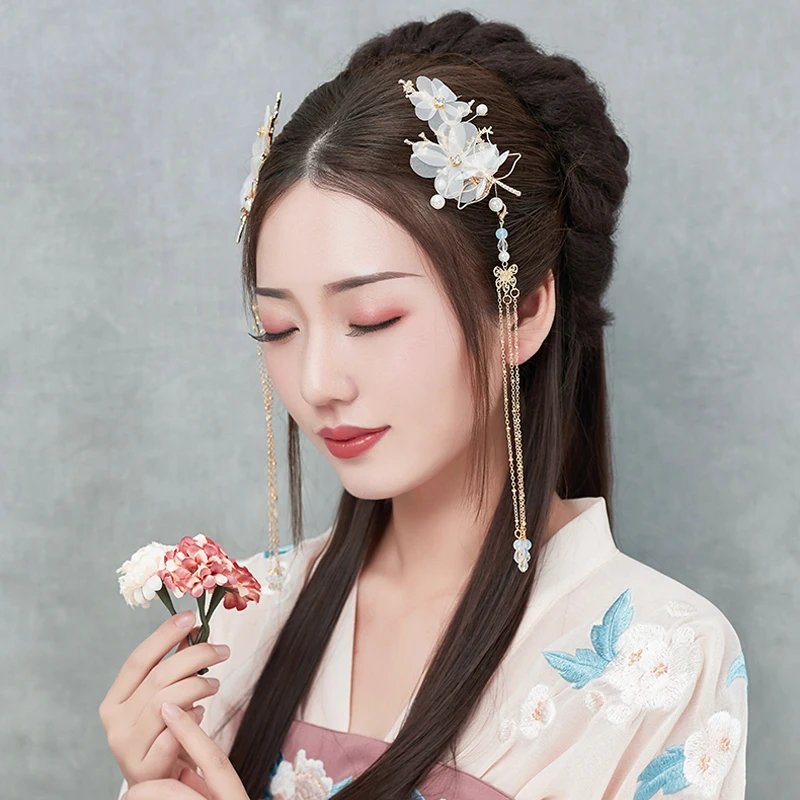 

Traditional Chinese Hair Accessories Flower Hairpin Tassels Handmade Hair Clip Head Accessories Beautiful Girls Tassel Barrette