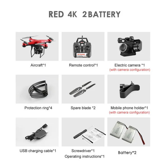 Red 4k 2B Дрон 4k камера аэрофотосъемка длительный срок службы батареи Wifi карта передача четырехосный самолет игрушка пульт дистанционного управления RC самолет - Цвет: Red 4k 2B
