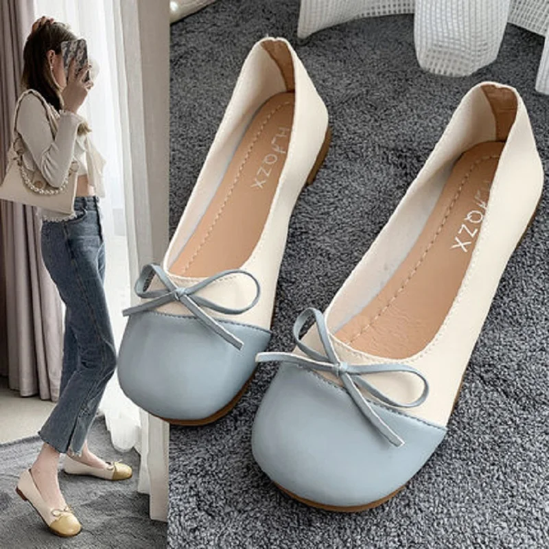 

Универсальные удобные женские туфли на плоской подошве, большие размеры, весна-лето, Новая повседневная обувь с круглым носком и закрытым н...