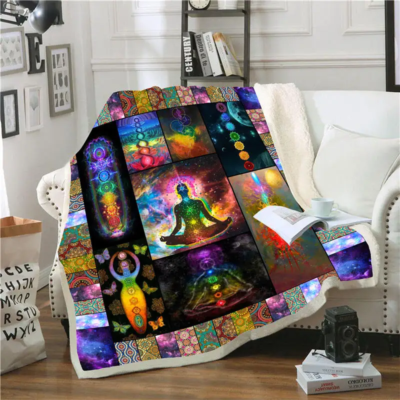 Индийская Мандала 3D печатная шерпа одеяло диван для пешего туризма пикника