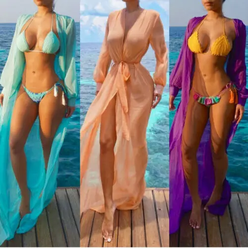 

2020 Pareo Beach Cover Up 4 pure color Bikini Cover Up Swimwear Women Robe De Plage Beach Cardigan summer Cover Ups