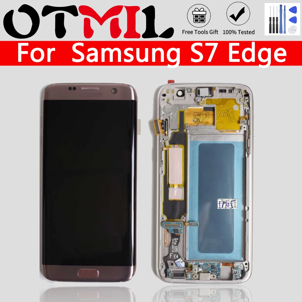 ЖК-дисплей Amoled для Samsung Galaxy S7 Edge сенсорный экран с дигитайзером и рамкой G935 G935F G935A
