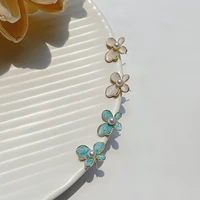 s925 silver needle candy colored daisy sweet flower earrings female pearl earrings feminine quality light luxury lucky jewelry