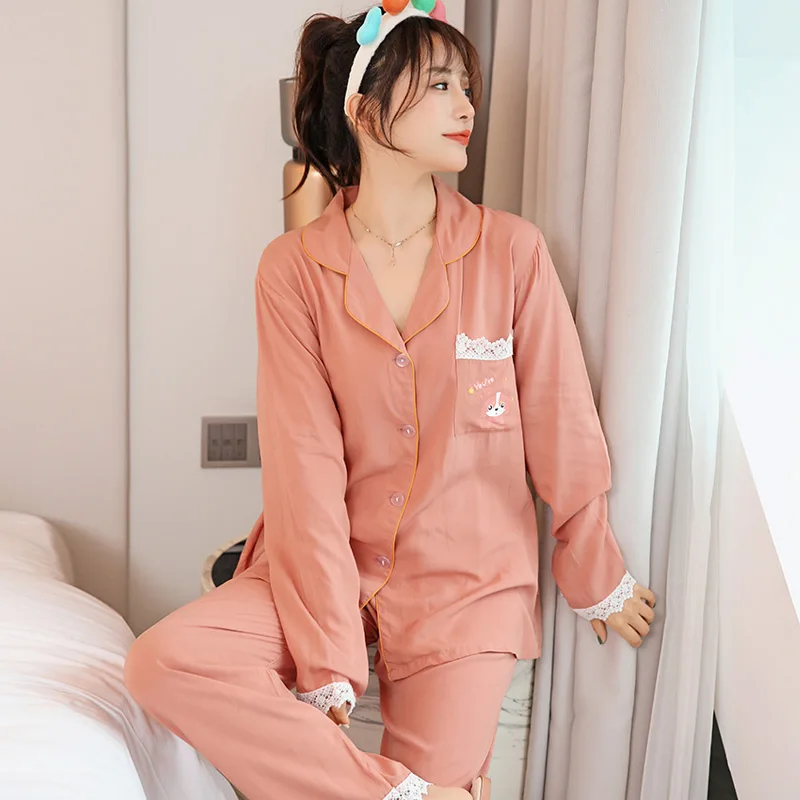 

Кардиган, пижама из поплина, женский тонкий костюм-блузка с длинным рукавом на весну и осень, вискозный однотонный костюм в японском стиле и...