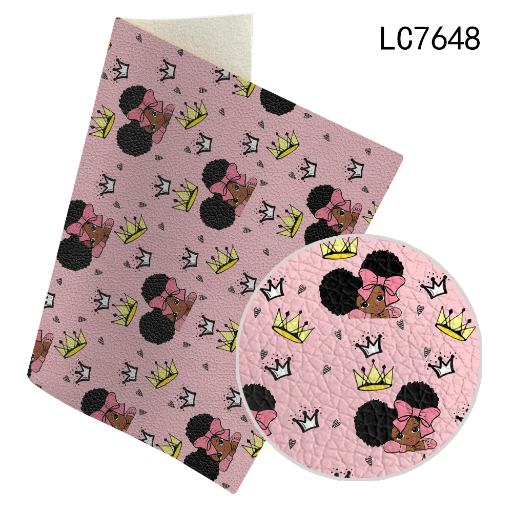 

Dancing Little Black Girl Painted Lychee Pattern Synthetic Leather A4 22*30CM Sewing Bag Decoration