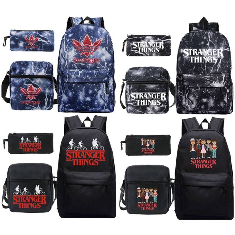 Stranger Things 3 Pcs / Set Backpack School Bags for Girls Boys Travel Backpack for Laptop Backpacks for Women Shoulder Bag