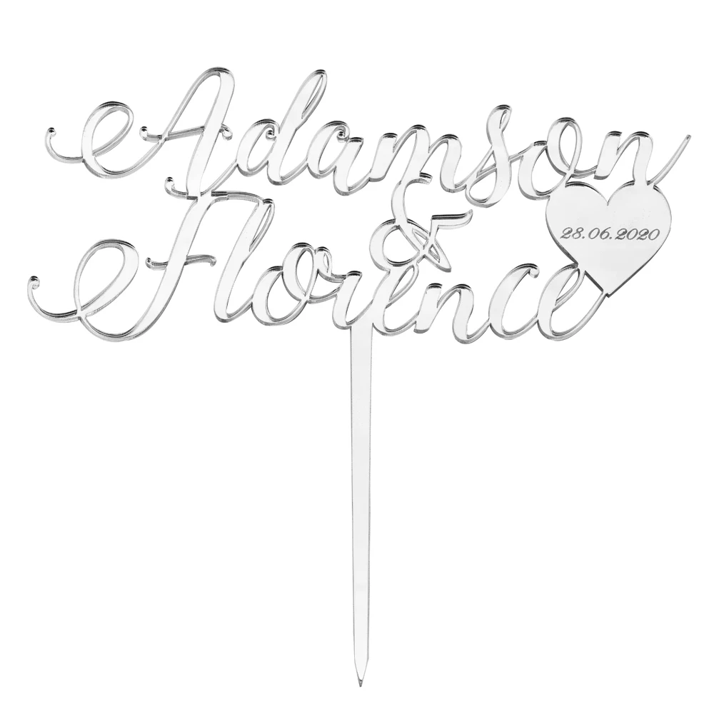 Персонализированный Выгравированный свадебный торт Топпер акриловая