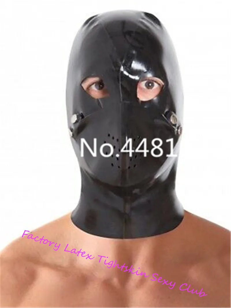 

Realistic Latex Mask Halloween Cosplay Sexy Rubber Hood with Mask for Catsuit Wear Party Wear with back zipper