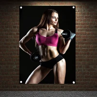 fitness girl motivational workout posters exercise fitness banners flags wall art canvas painting tapestry gym home decoration