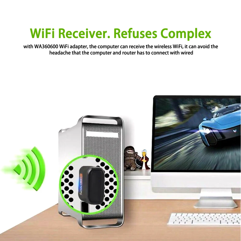 600 Мбит/с беспроводной USB Ethernet ПК WiFi адаптер переменного тока двухдиапазонный 2 4G/5G