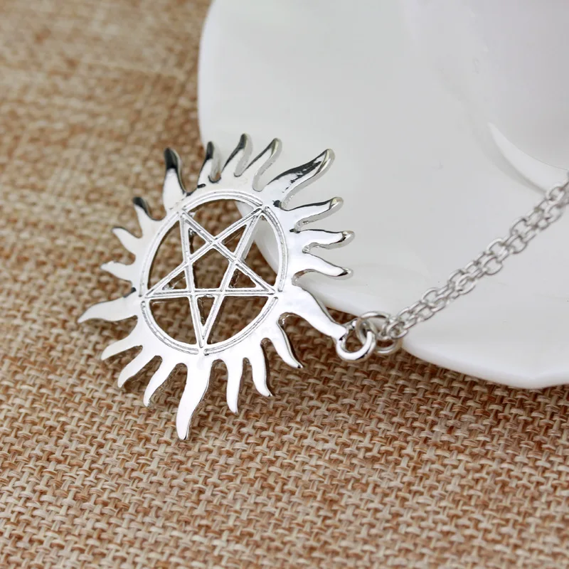 Ожерелье из натуральной пентаграммы ожерелье солнце для женщин мужчин чокер
