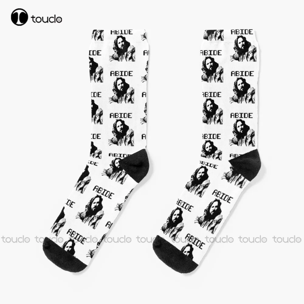 

Abide The Dude 8 Bit Graphic Quote Big Lebowski Fan Art Funny Socks Slouchy Socks For Women Halloween Christmas Fashion New Gift