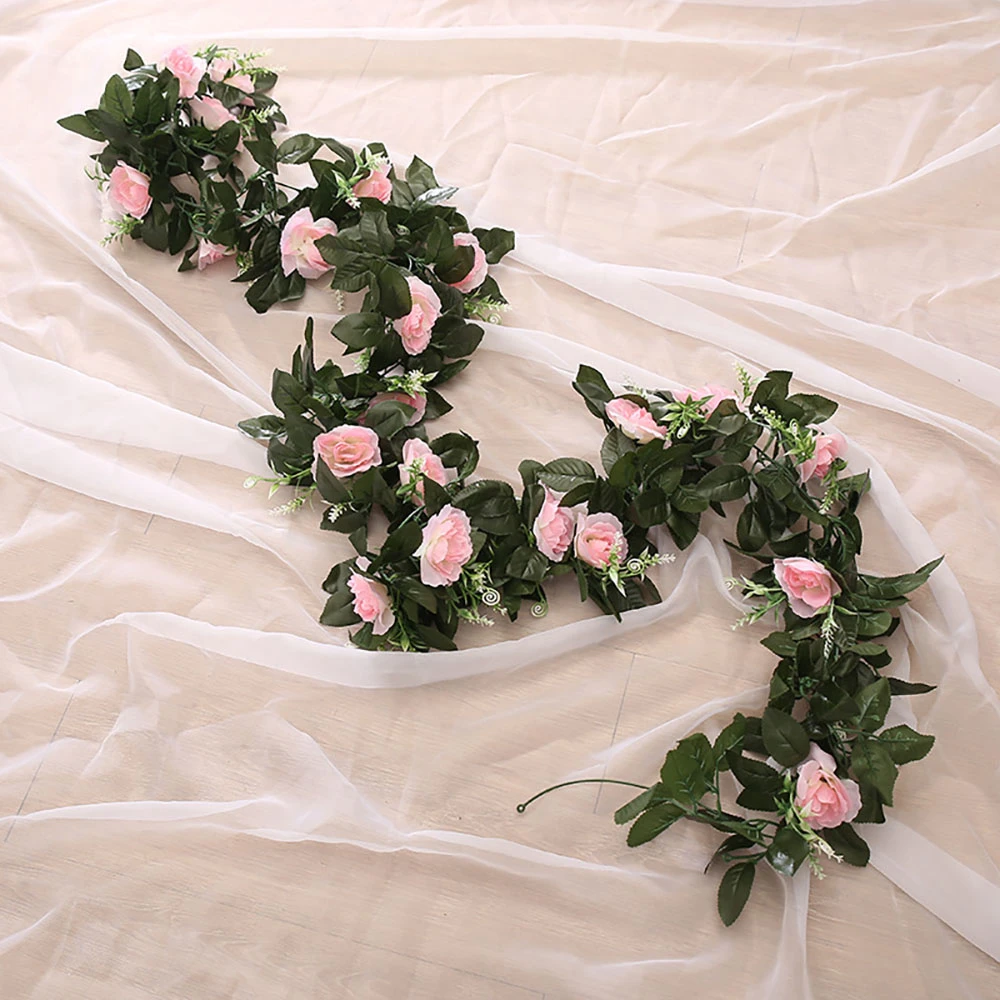 

2.4m/7.8ft Artificial Silk Rose Flower Wisteria Vine Rattan Hanging Flower Garland for Wedding Party Home Garden Decoration