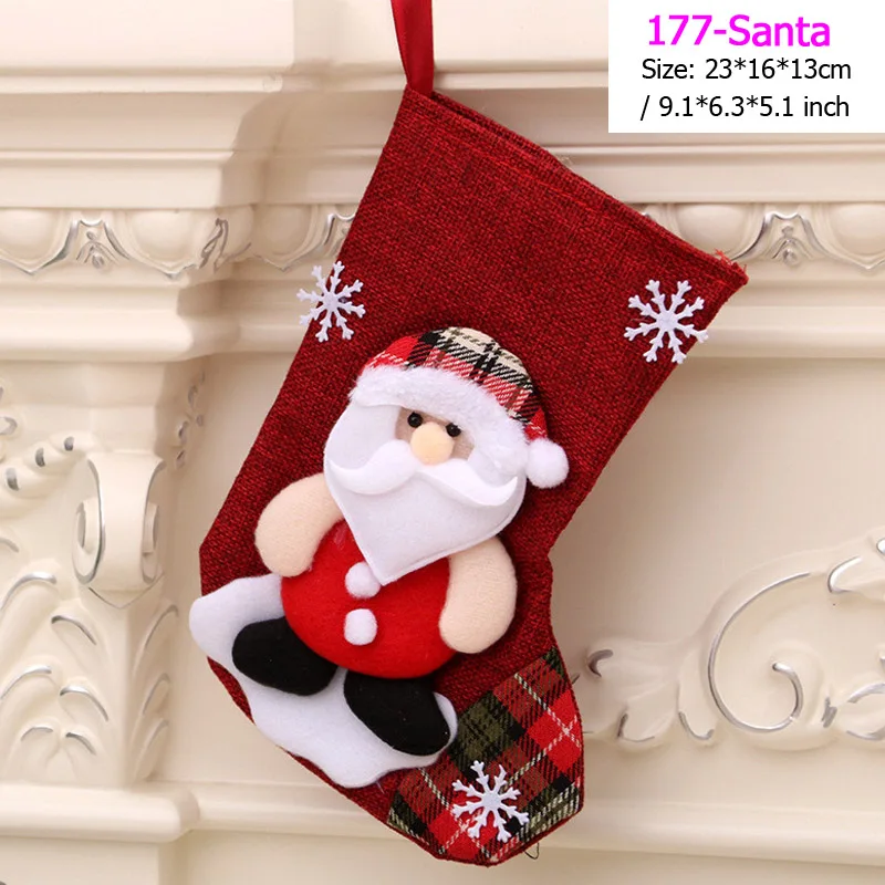 177-Santa Подвеска в виде Санта-Клауса, снеговика, рождественские украшения, новогодние носки, рождественские украшения для дома, Рождественские елочные украшения, Navidad - Цвет: 177-Santa