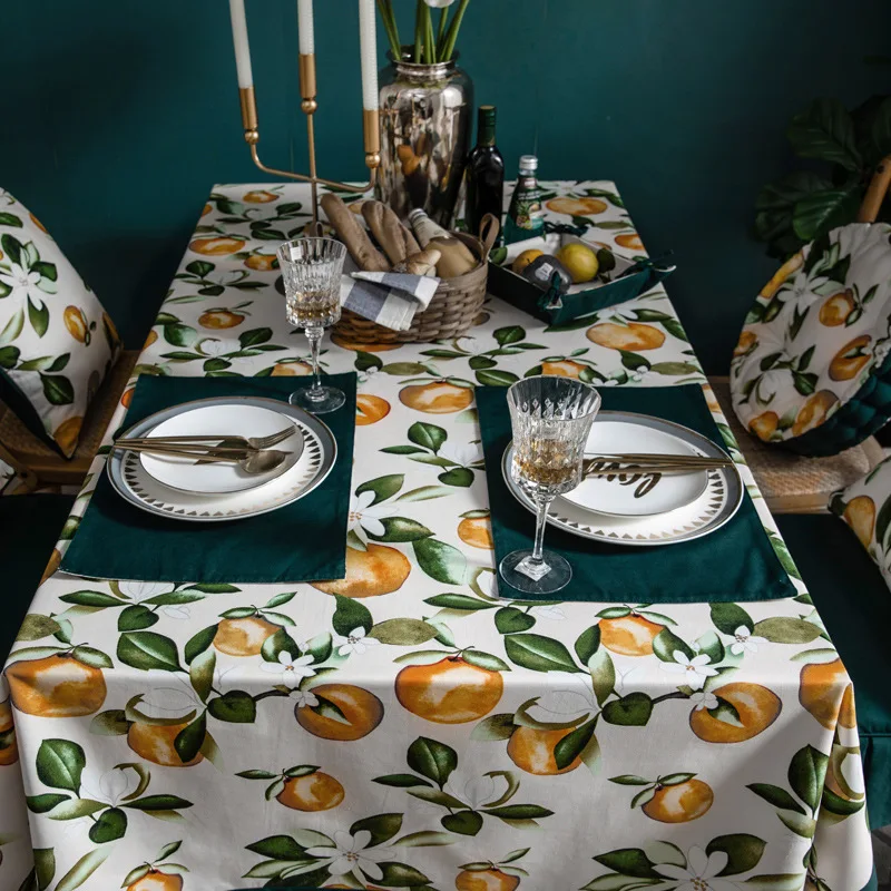 Прямоугольная скатерть роскошная оранжевая для стола водонепроницаемая нового