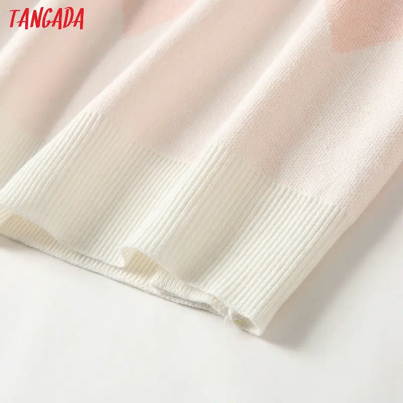 Tangada корейский модный шикарный вязаный костюм с геометрическим узором Женский комплект с юбкой комплект из 2 предметов милый топ и юбка YU44