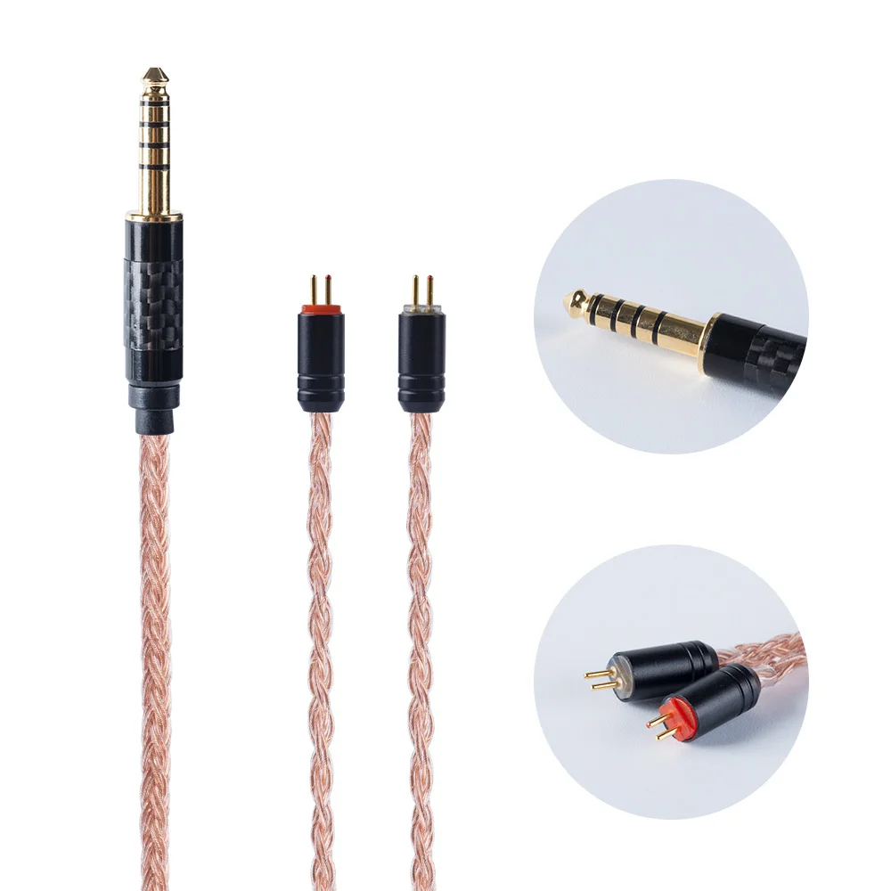 HiFiHear 16 Core Import Single Crystal Copper Cable 2.5/3.5/4.4mm With MMCX/2pin Connector For KZ ZS10 AS10 CCA C12 BLON BL-03