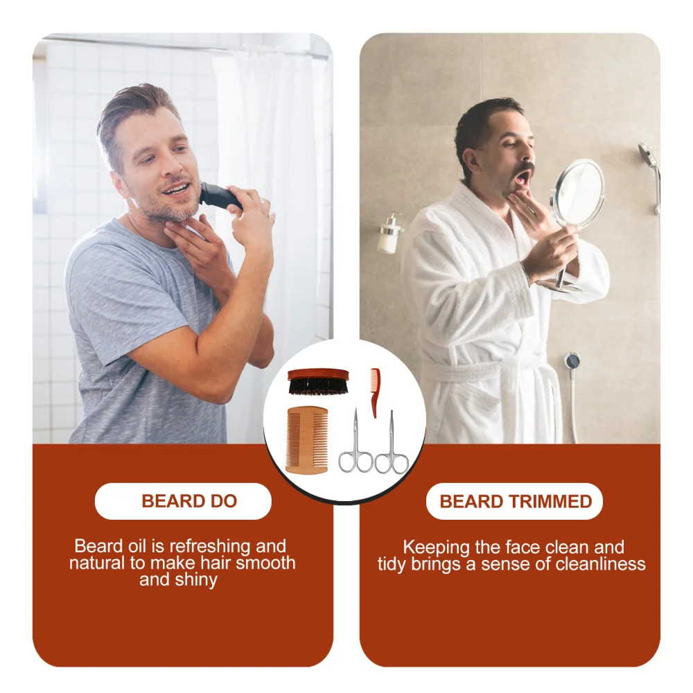 

5pcs Mustache Comb Nose Hair Scissors Men's Beard Scissors Beard Trim Set