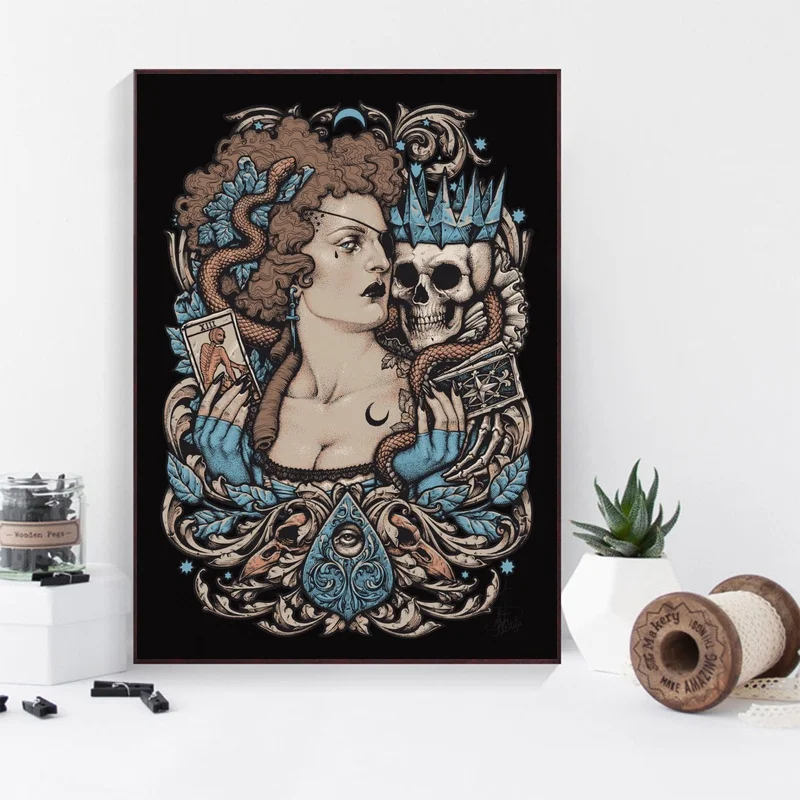 Psychedelic Bohemian Gypsy Witch Goddess Poster Canvas Art Print Wall Pictures for Living Room No Frame | Дом и сад