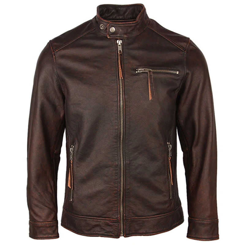 Мужской жакет из 100% коровьей кожи винтажный куртка натуральной для осени и зимы