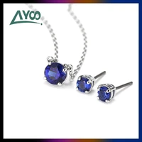 swa fashion jewelry high quality exquisite austrian simple dark blue round crystal womens necklace earring set romantic gift