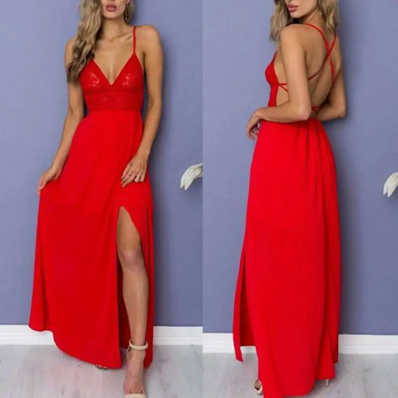 Летнее женское сексуальное платье макси в стиле бохо без рукавов с V образным