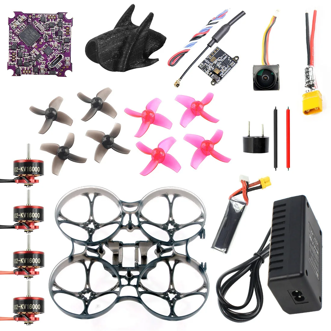 

JMT 75 мм Колесная база 2S FPV гоночный Дрон w/Play F4 BWHOOP Контроллер полета FE200T VTX SE0802 16000kv мотор 350mAh 50C батарея