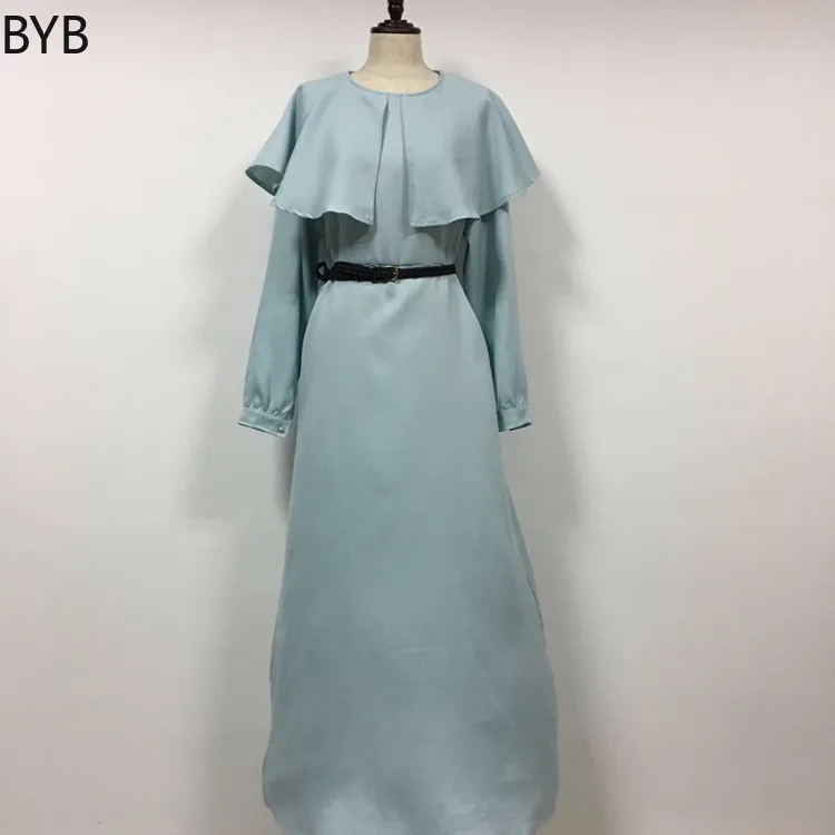 Элегантное мусульманское однотонное модное турецкое платье Abaya Сингапур полная